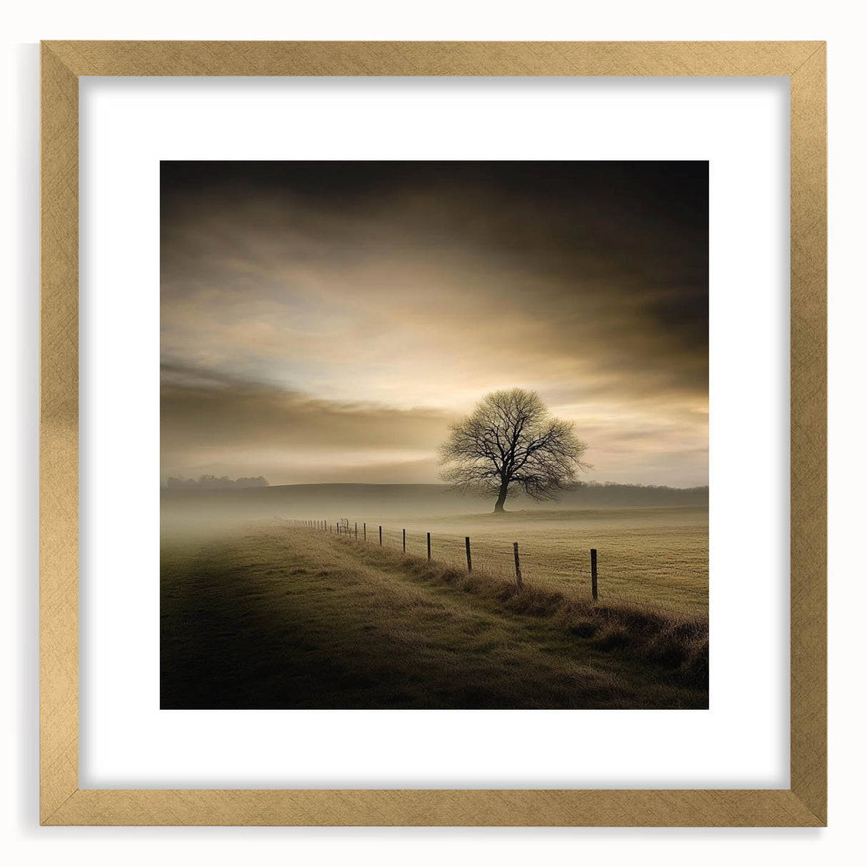 Misty Countryside Tree - Fine Art Photography Framed Prints