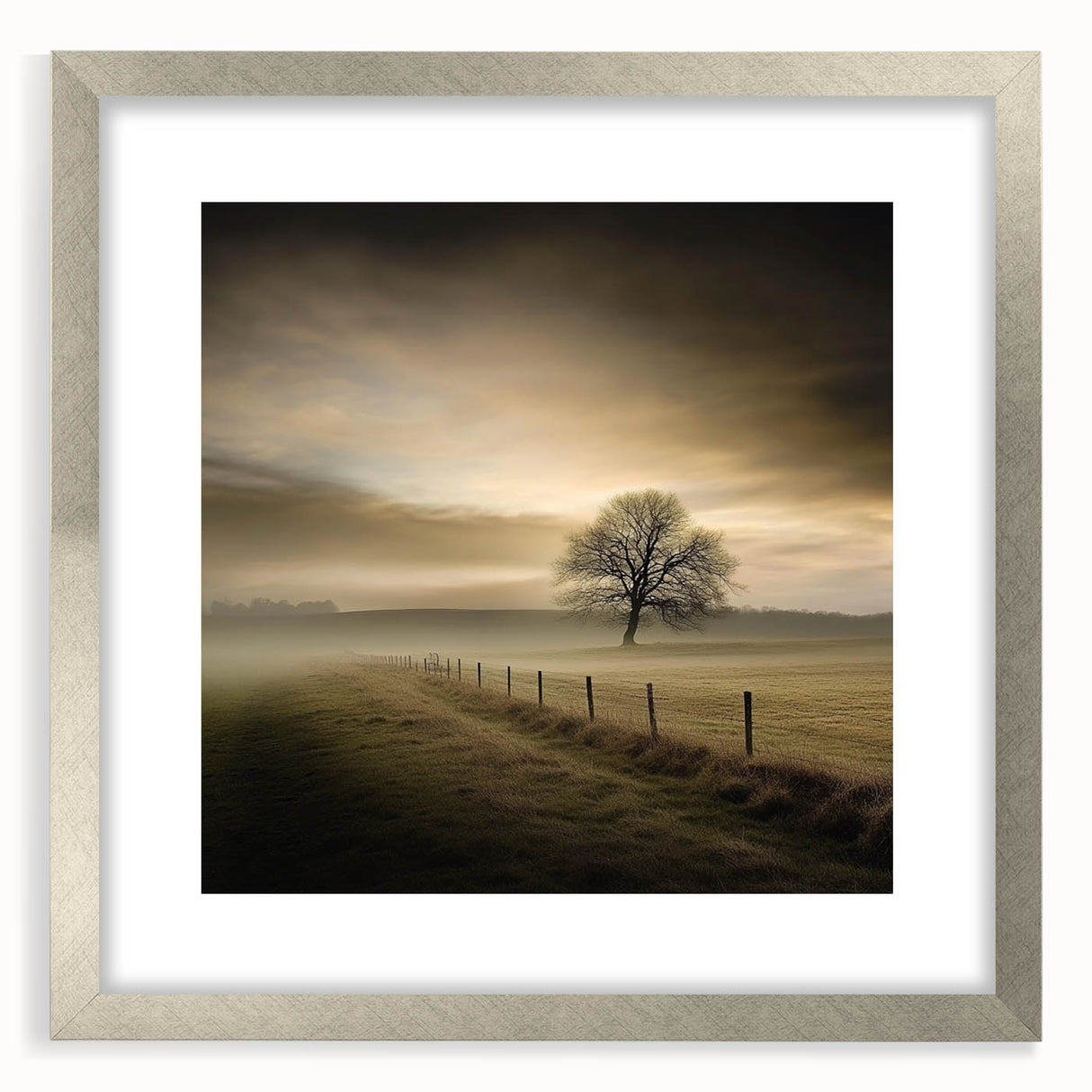 Misty Countryside Tree - Fine Art Photography Framed Prints