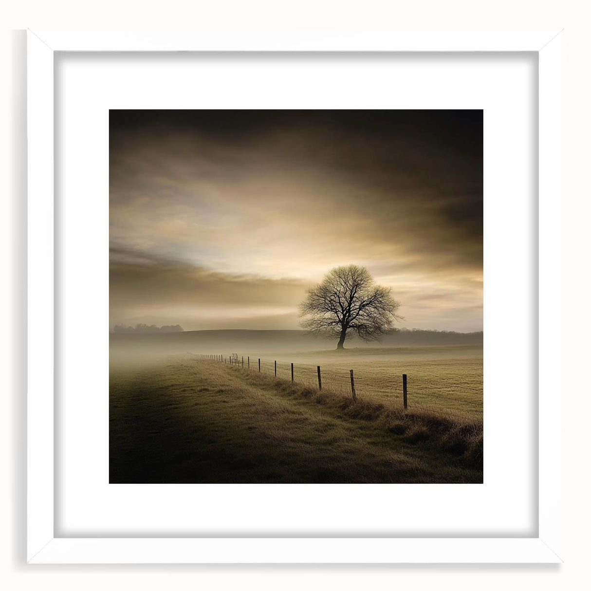 Misty Countryside Tree - Fine Art Photography Framed Prints