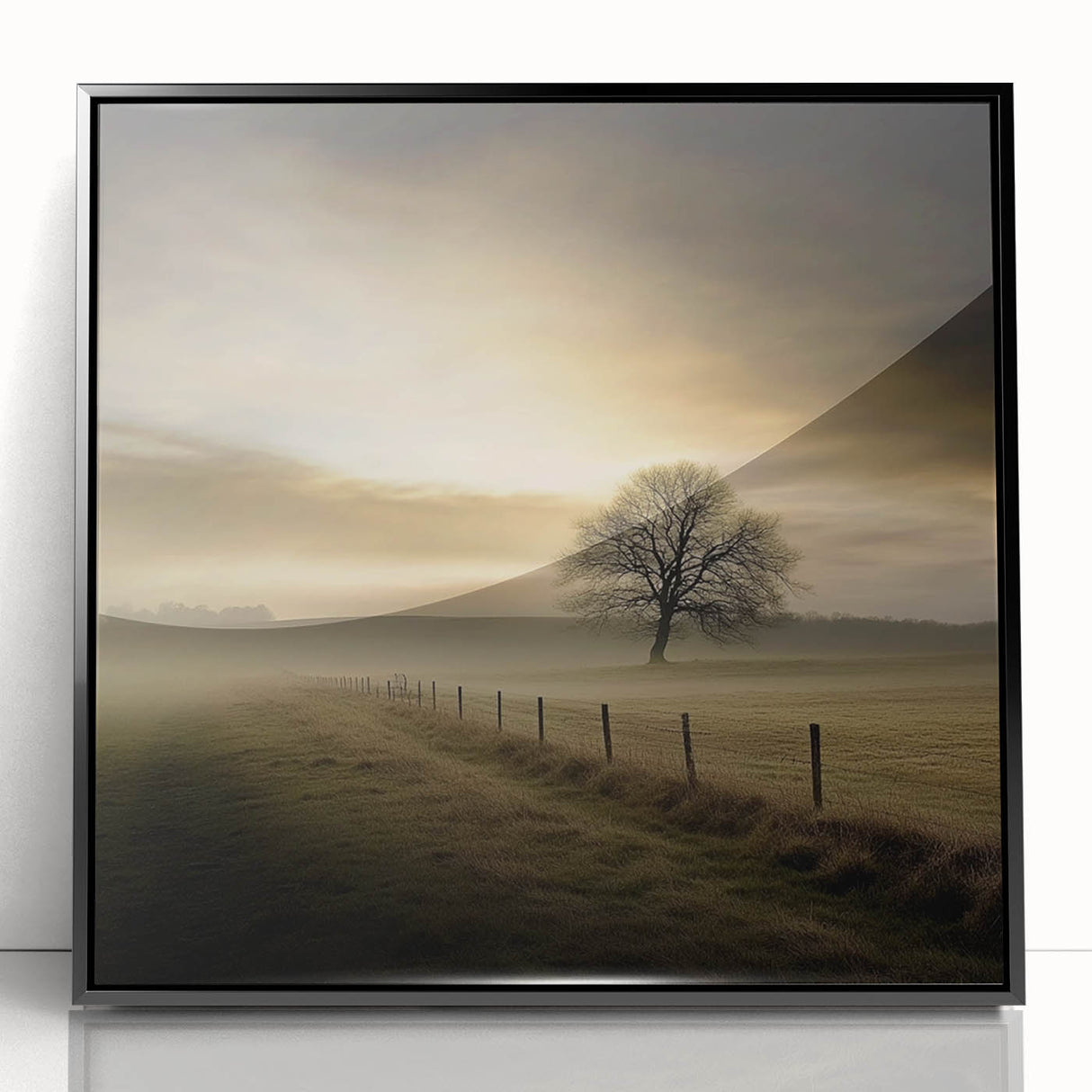 Misty Countryside Tree - Fine Art Photography Framed Prints