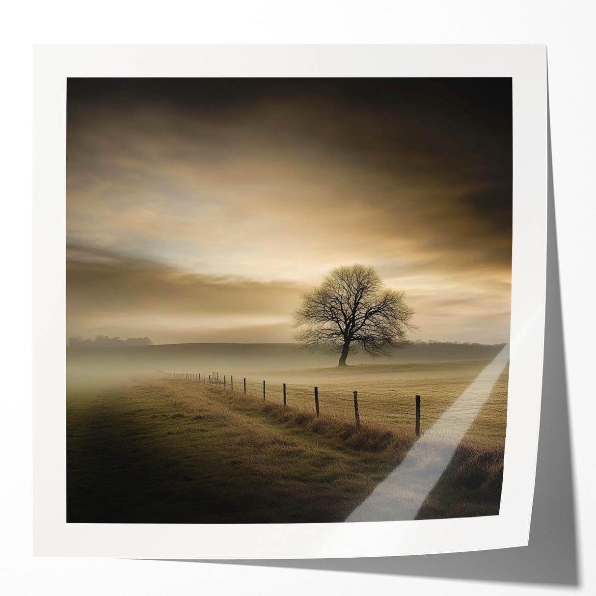 Misty Countryside Tree - Fine Art Photography Framed Prints