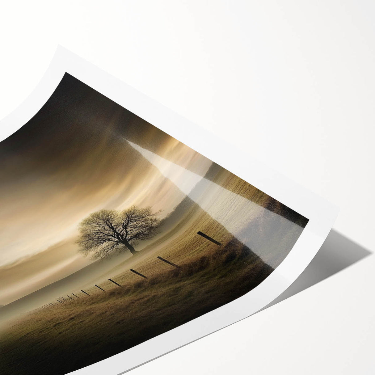 Misty Countryside Tree - Fine Art Photography Framed Prints