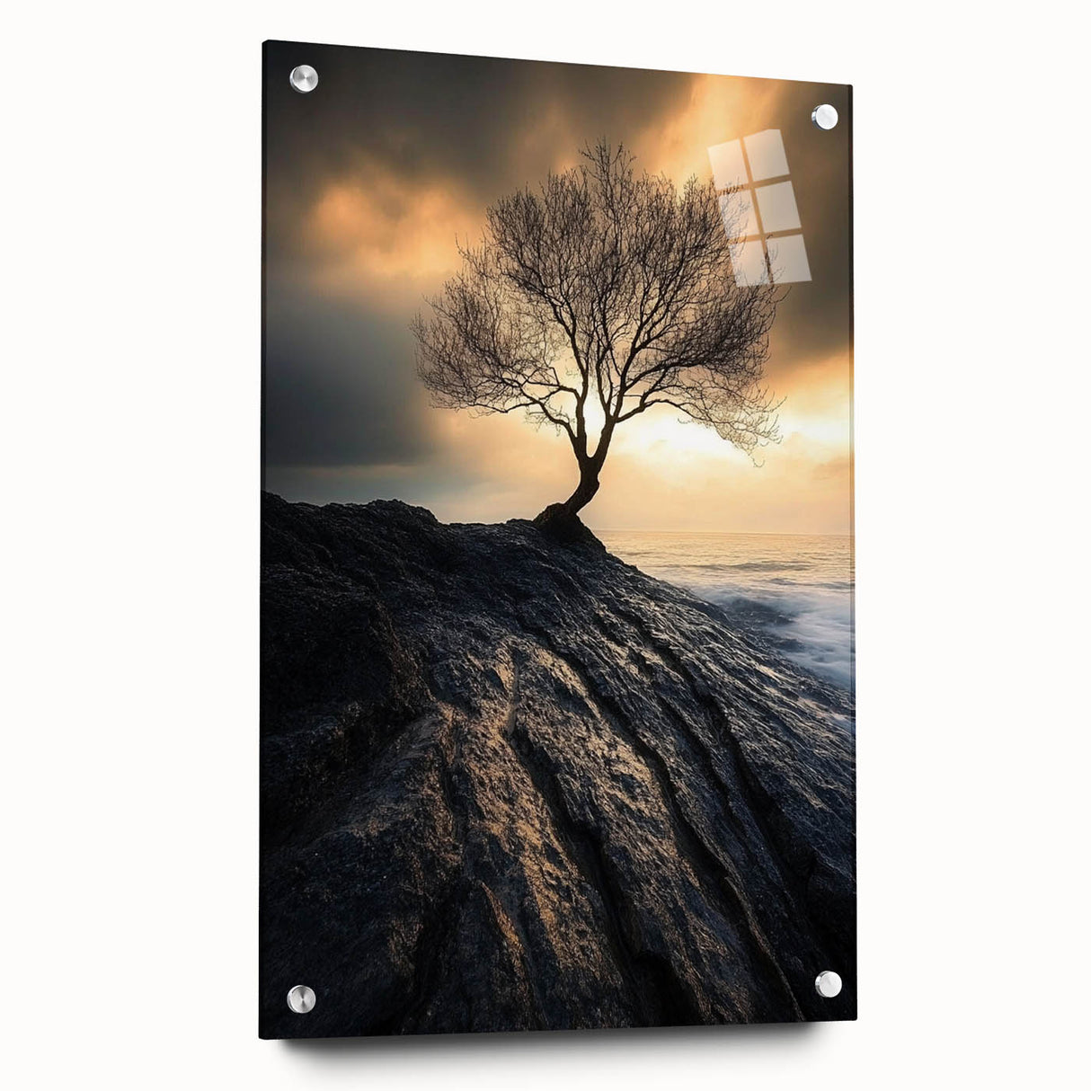 Dramatic Lone Tree at Sunset – Nature Art Print