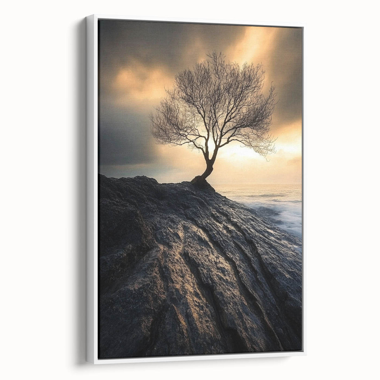 Dramatic Lone Tree at Sunset – Nature Art Print