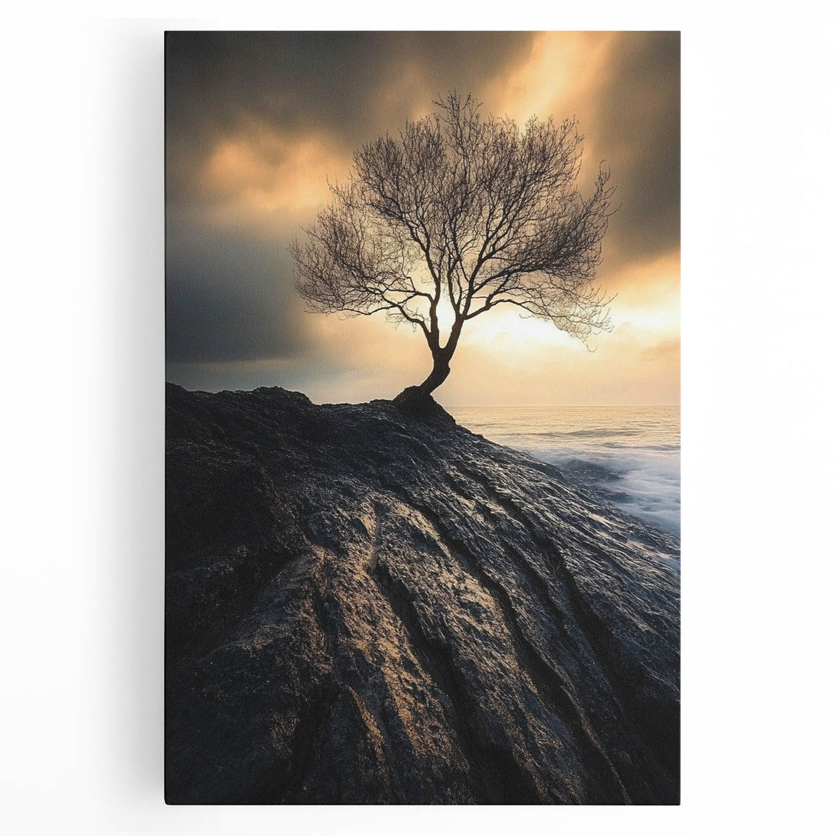 Dramatic Lone Tree at Sunset – Nature Art Print
