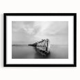 Abstract Minimalist Landscape Paintings – Shipwreck in Silent Waters