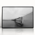 Abstract Minimalist Landscape Paintings – Shipwreck in Silent Waters