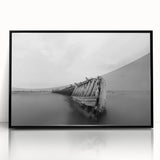 Abstract Minimalist Landscape Paintings – Shipwreck in Silent Waters