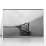 Abstract Minimalist Landscape Paintings – Shipwreck in Silent Waters