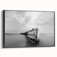 Abstract Minimalist Landscape Paintings – Shipwreck in Silent Waters