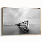 Abstract Minimalist Landscape Paintings – Shipwreck in Silent Waters