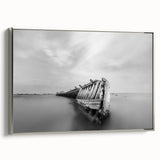 Abstract Minimalist Landscape Paintings – Shipwreck in Silent Waters