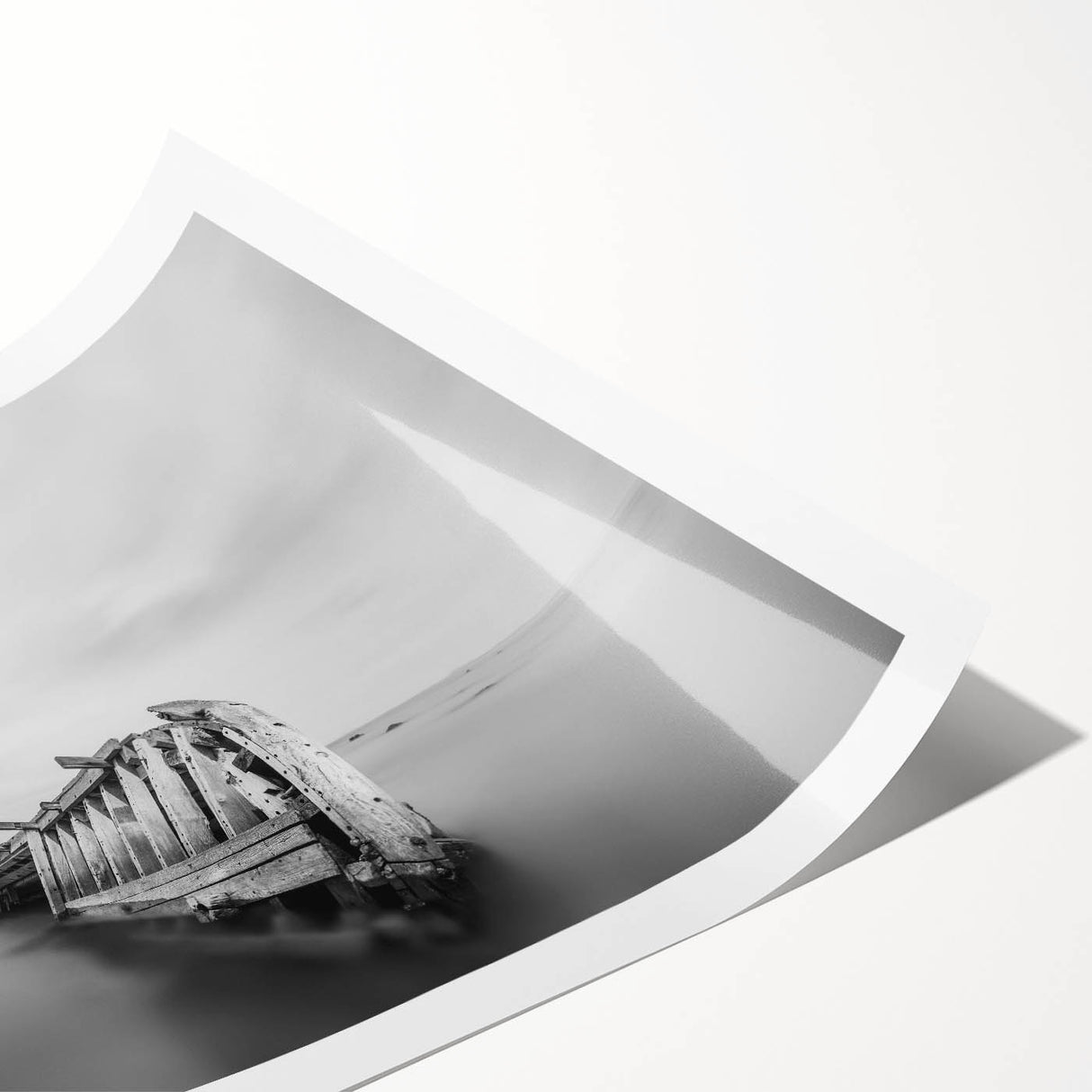 Abstract Minimalist Landscape Paintings – Shipwreck in Silent Waters