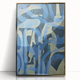 Moody Modern Wall Art – Abstract Canvas in Navy Blue & Gold
