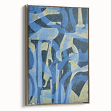 Moody Modern Wall Art – Abstract Canvas in Navy Blue & Gold