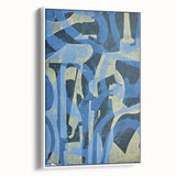 Moody Modern Wall Art – Abstract Canvas in Navy Blue & Gold