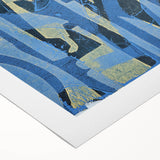 Moody Modern Wall Art – Abstract Canvas in Navy Blue & Gold