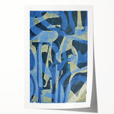 Moody Modern Wall Art – Abstract Canvas in Navy Blue & Gold