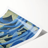 Moody Modern Wall Art – Abstract Canvas in Navy Blue & Gold