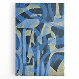 Moody Modern Wall Art – Abstract Canvas in Navy Blue & Gold