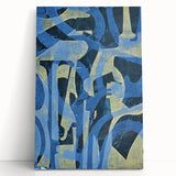 Moody Modern Wall Art – Abstract Canvas in Navy Blue & Gold