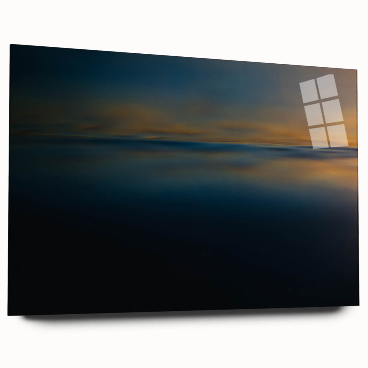 Minimalist Coastal Landscape Art – Dark Ocean Glow at Sunset