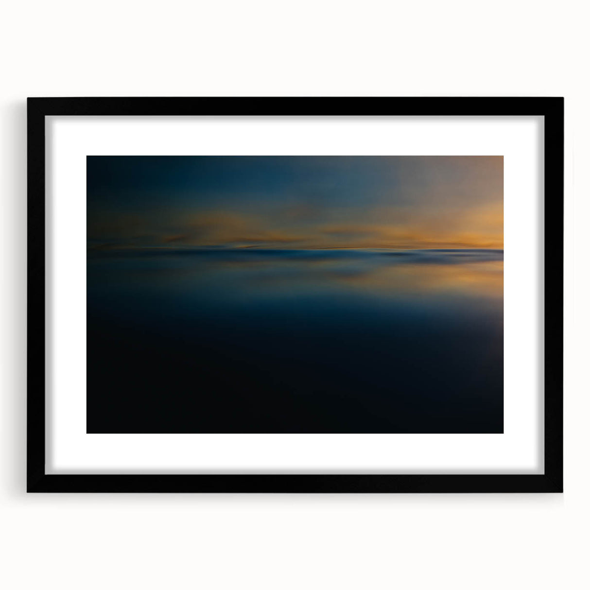 Minimalist Coastal Landscape Art – Dark Ocean Glow at Sunset