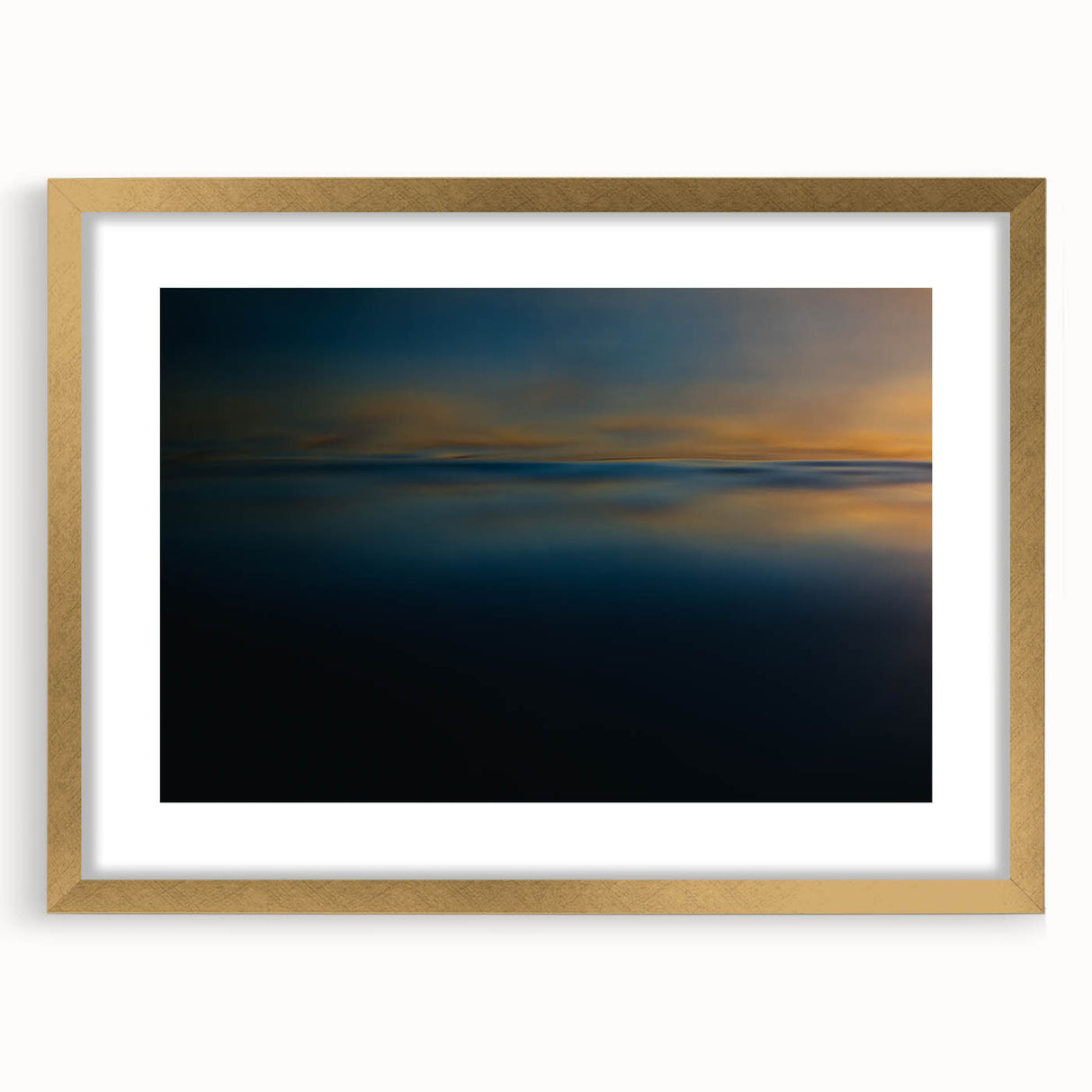 Minimalist Coastal Landscape Art – Dark Ocean Glow at Sunset