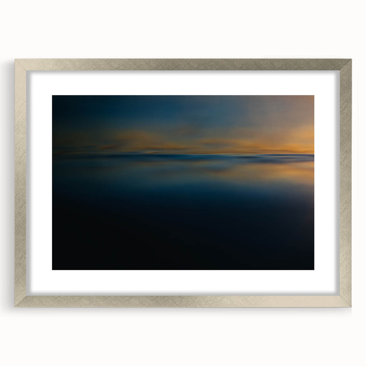 Minimalist Coastal Landscape Art – Dark Ocean Glow at Sunset