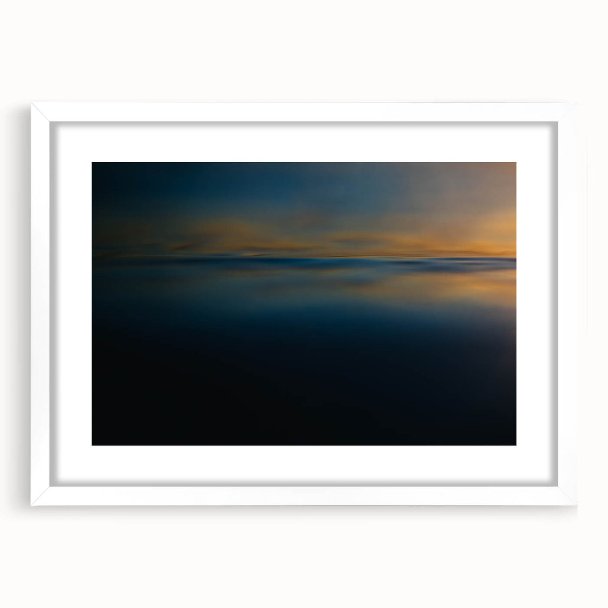 Minimalist Coastal Landscape Art – Dark Ocean Glow at Sunset