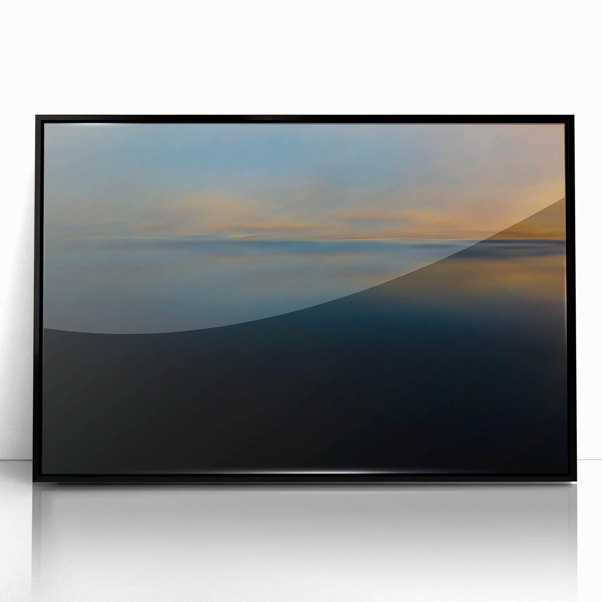 Minimalist Coastal Landscape Art – Dark Ocean Glow at Sunset