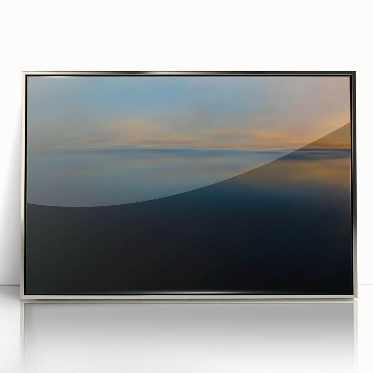 Minimalist Coastal Landscape Art – Dark Ocean Glow at Sunset