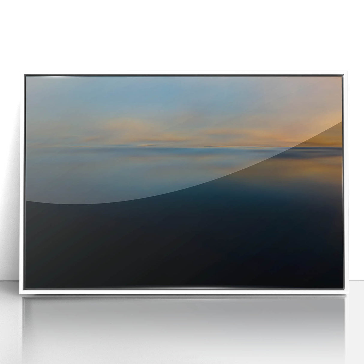 Minimalist Coastal Landscape Art – Dark Ocean Glow at Sunset