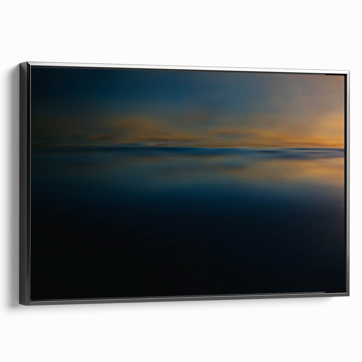 Minimalist Coastal Landscape Art – Dark Ocean Glow at Sunset