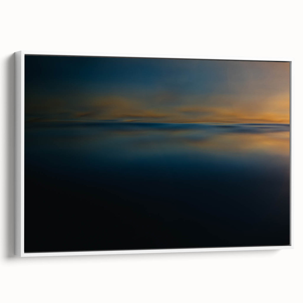 Minimalist Coastal Landscape Art – Dark Ocean Glow at Sunset