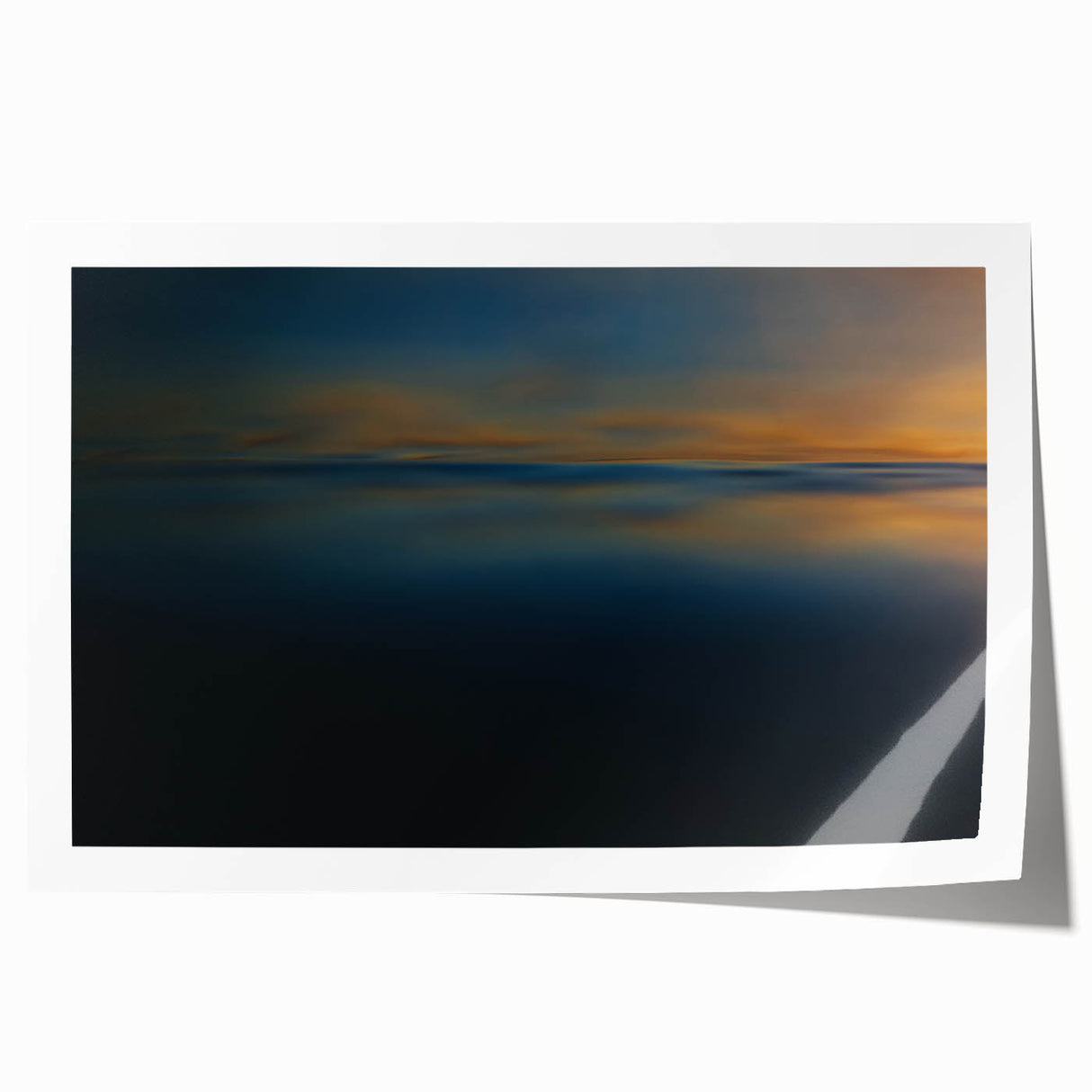 Minimalist Coastal Landscape Art – Dark Ocean Glow at Sunset