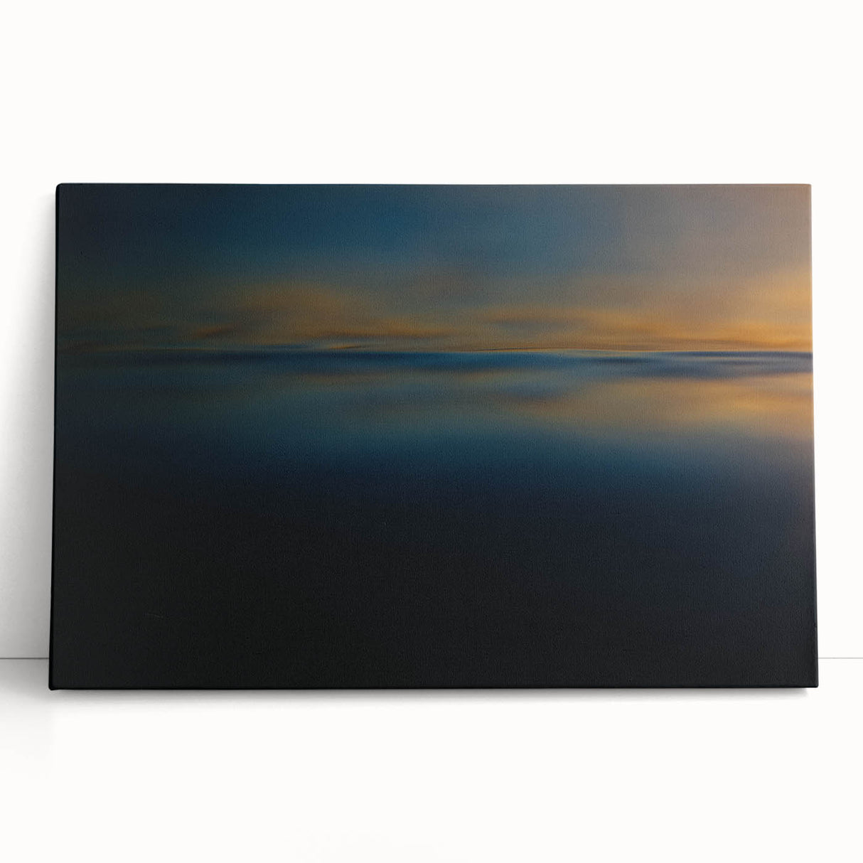 Minimalist Coastal Landscape Art – Dark Ocean Glow at Sunset