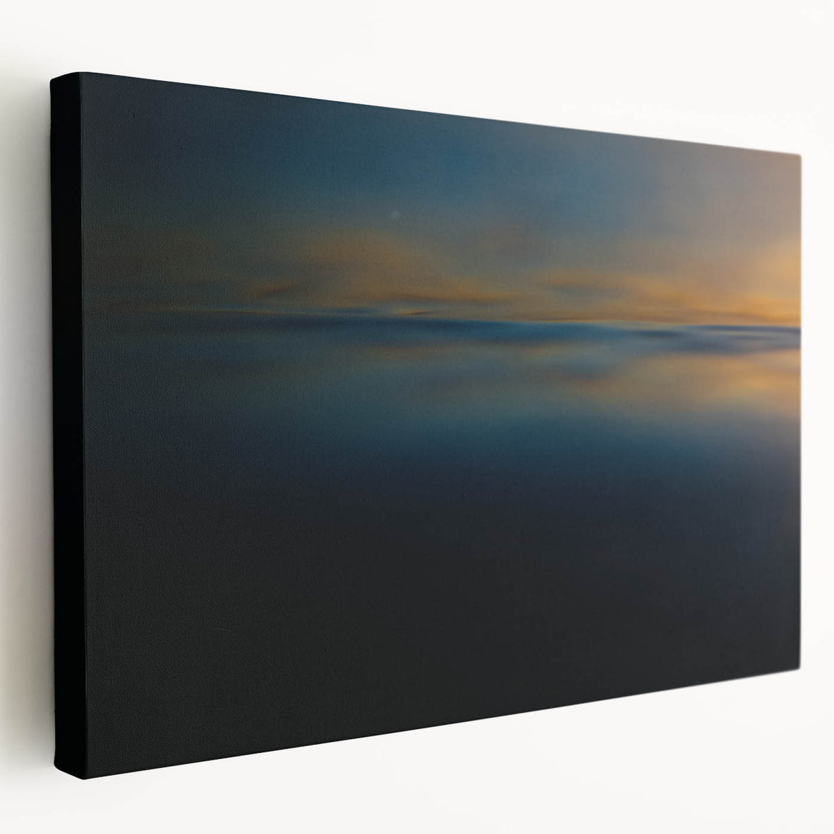 Minimalist Coastal Landscape Art – Dark Ocean Glow at Sunset