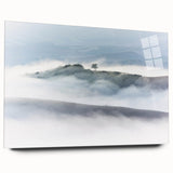 Large Abstract Wall Art – Serene Landscape Print in White & Gray