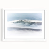 Large Abstract Wall Art – Serene Landscape Print in White & Gray