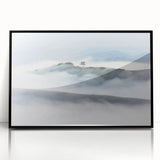 Large Abstract Wall Art – Serene Landscape Print in White & Gray