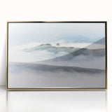 Large Abstract Wall Art – Serene Landscape Print in White & Gray