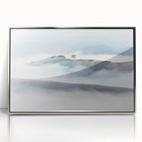 Large Abstract Wall Art – Serene Landscape Print in White & Gray