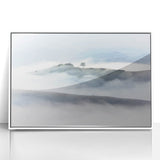 Large Abstract Wall Art – Serene Landscape Print in White & Gray