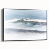 Large Abstract Wall Art – Serene Landscape Print in White & Gray