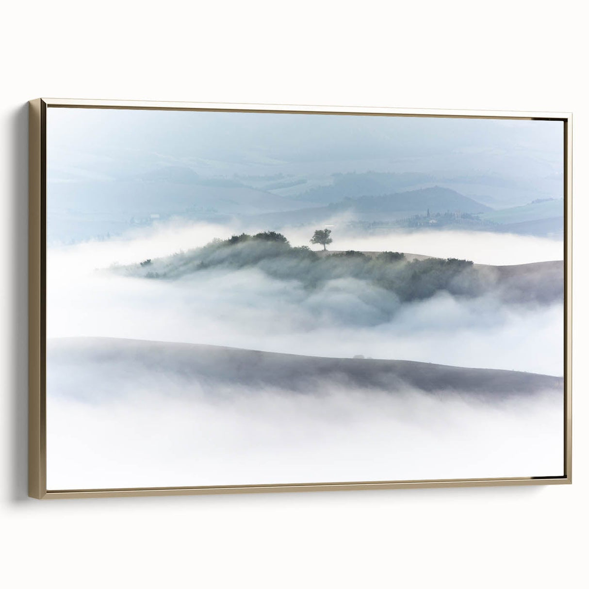 Large Abstract Wall Art – Serene Landscape Print in White & Gray