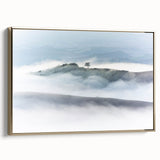 Large Abstract Wall Art – Serene Landscape Print in White & Gray