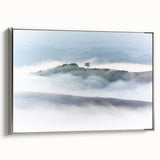 Large Abstract Wall Art – Serene Landscape Print in White & Gray