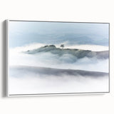 Large Abstract Wall Art – Serene Landscape Print in White & Gray