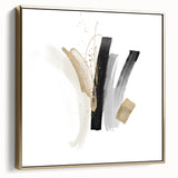 Abstract Geometric Framed Art – Minimalist Wall Decor in Black & Gold